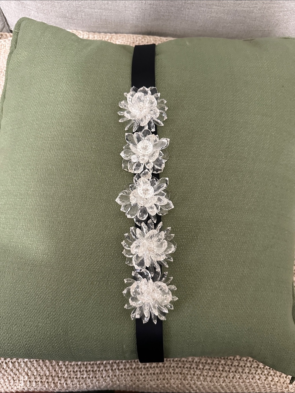Crystal Floral Cluster Belt - Black with Clear Accents - Picture 8 of 9